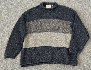 VTG Donegal II Sweater Men's XL Knit Front Pocket Curl Neck Ireland Wool Silk